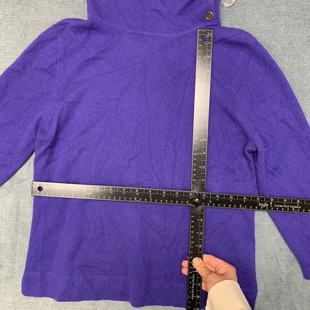 Jones New York Sweater Womens Petite Large Purple Tight Knit Mock Neck Pullover - Picture 10 of 16
